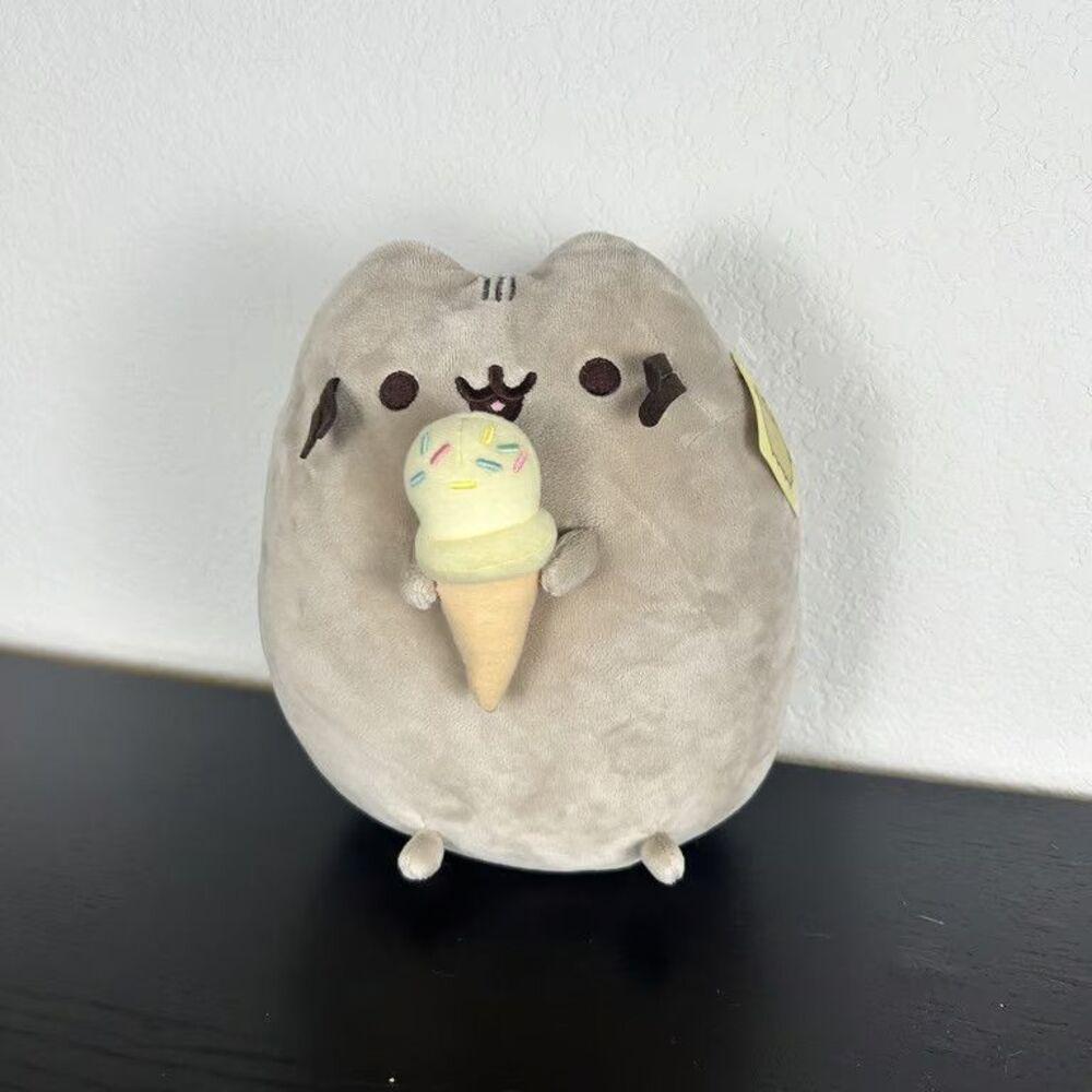GUND Pusheen Ice Cream Cone Plush Stuffed Animal Cat Gray Toy 4048872 With Tag